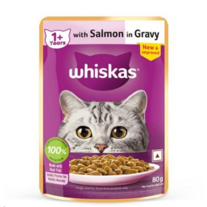 Whiskas Salmon in Gravy Adult (+1 year) Wet Cat Food - 80g