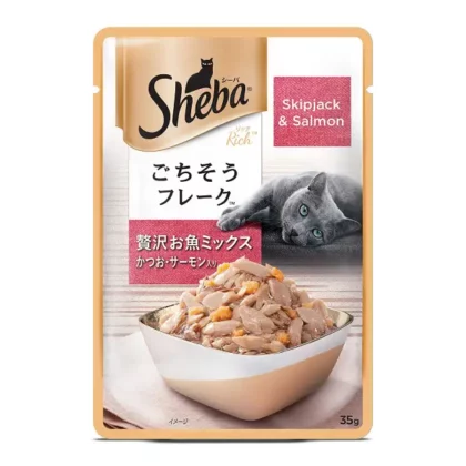 Sheba Premium Fish Mix Skipjack & Salmon Wet Cat Food - 35g