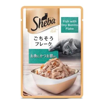 Sheba Premium Fish with Dry Bonito Flake Wet Cat Food - 35g