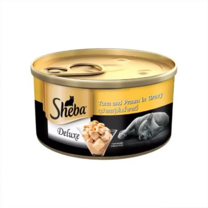 Sheba Delux Tuna Fillet & Whole Prawns In Gravy Premium Canned Wet Cat Food - 85g