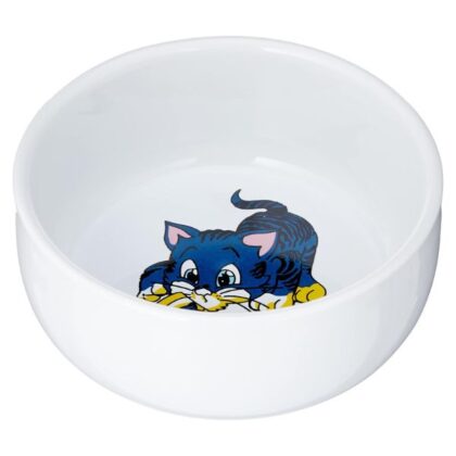 Trixie Cat Ceramic Bowl - White