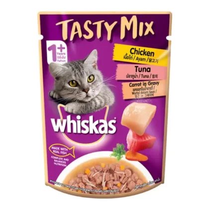 Whiskas Tasty Mix Chicken Tuna Carrot In Gravy Wet Cat Food - 70g