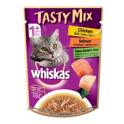 Whiskas Tasty Mix Salmon Wakame Chicken Seaweed In Gravy Wet Cat Food - 70g