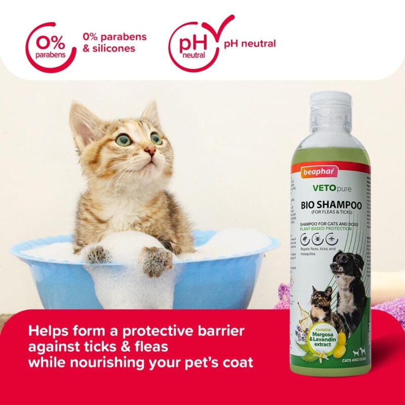 Beaphar Bio Ticks, Fleas & Biting Lice Remover Cat Shampoo - 250ml