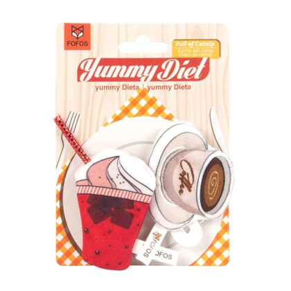 Barkbutler X Fofos Yummy Diet Ice-Cream & Coffee Plush Cat Toy