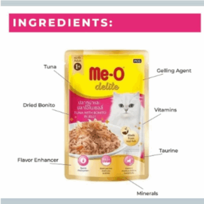 Me O Pouch Delight Tuna with Bonito in Jelly Wet Cat Food - 70g