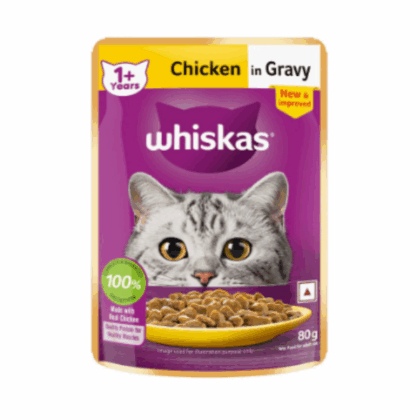 Whiskas Chicken Gravy Adult Wet Cat (1+ year) Food - 80 g
